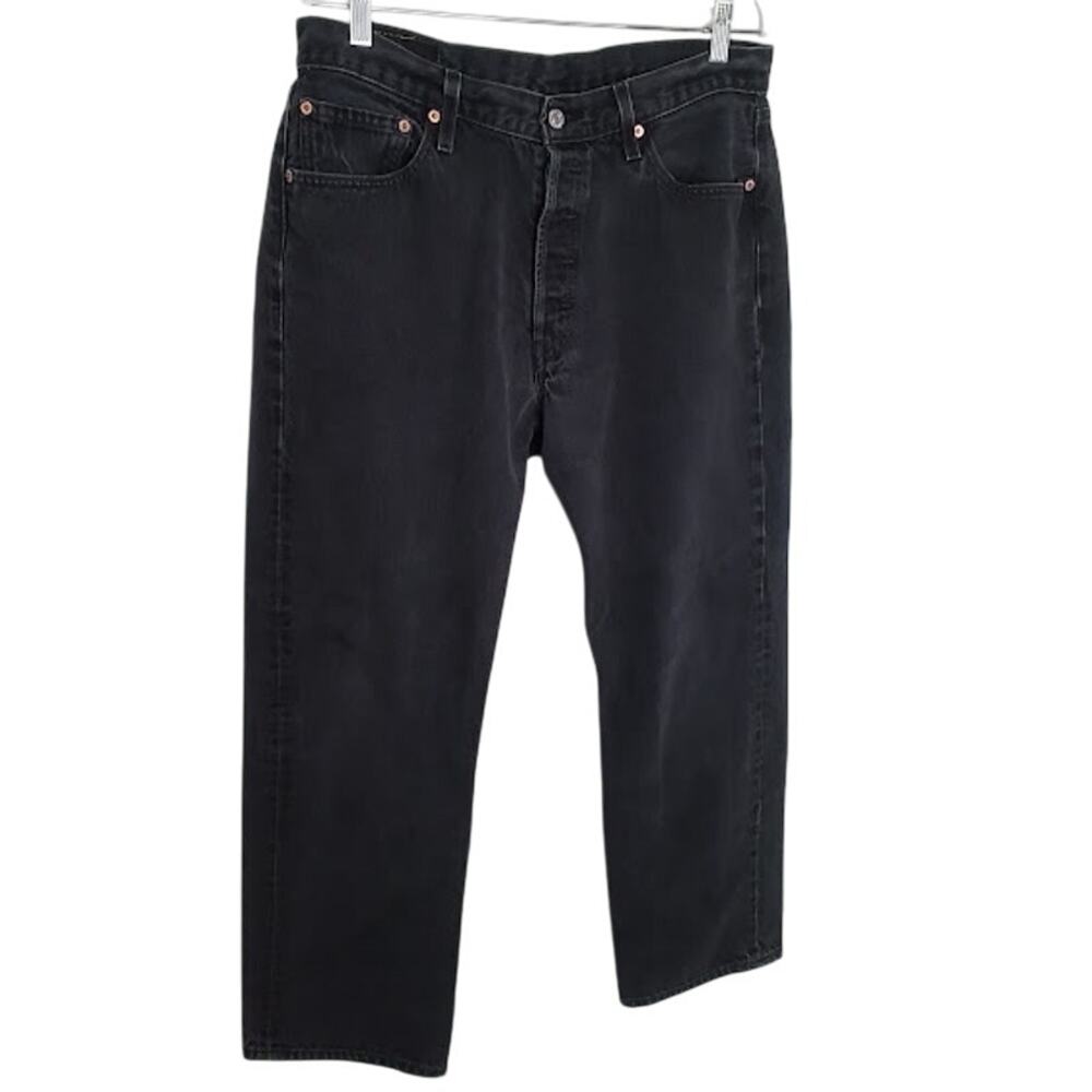 Levi’s 501 Jeans‎ Men W36 L32 Black Washed Gray Straight Leg 100% Cotton